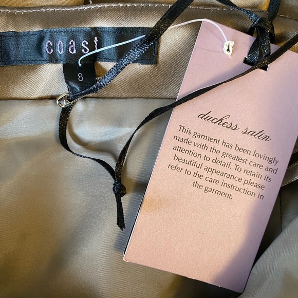 NWT Coast Satin Trumpet Pencil Skirt Porcini Colour Elegant Party Y2K Size 8 - Picture 3 of 9